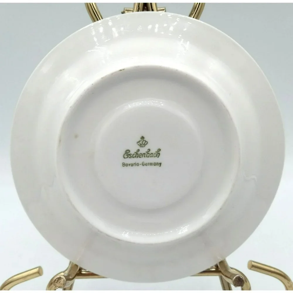 Eschenbach Bavaria Germany Vintage Saucer 5 Inch Pink and Gold Tea Cup Plate - Picture 10 of 12